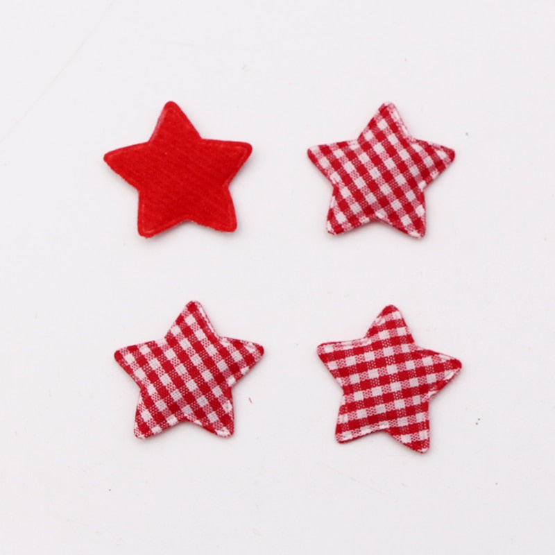 50 PCS Red Scottish Checked Fabric Christmas star party wedding Diy decoration gift packing