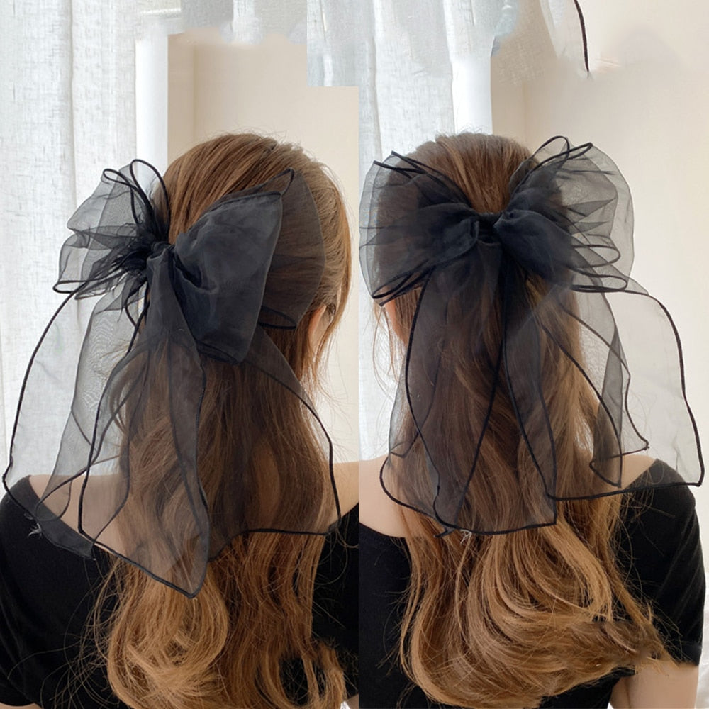 Exaggerated Yarn Bow Hair Clip Hair Accssories Sweet Organza Oversized Hairpins Woman Girls Korean Fashion Hairgrips Headdress