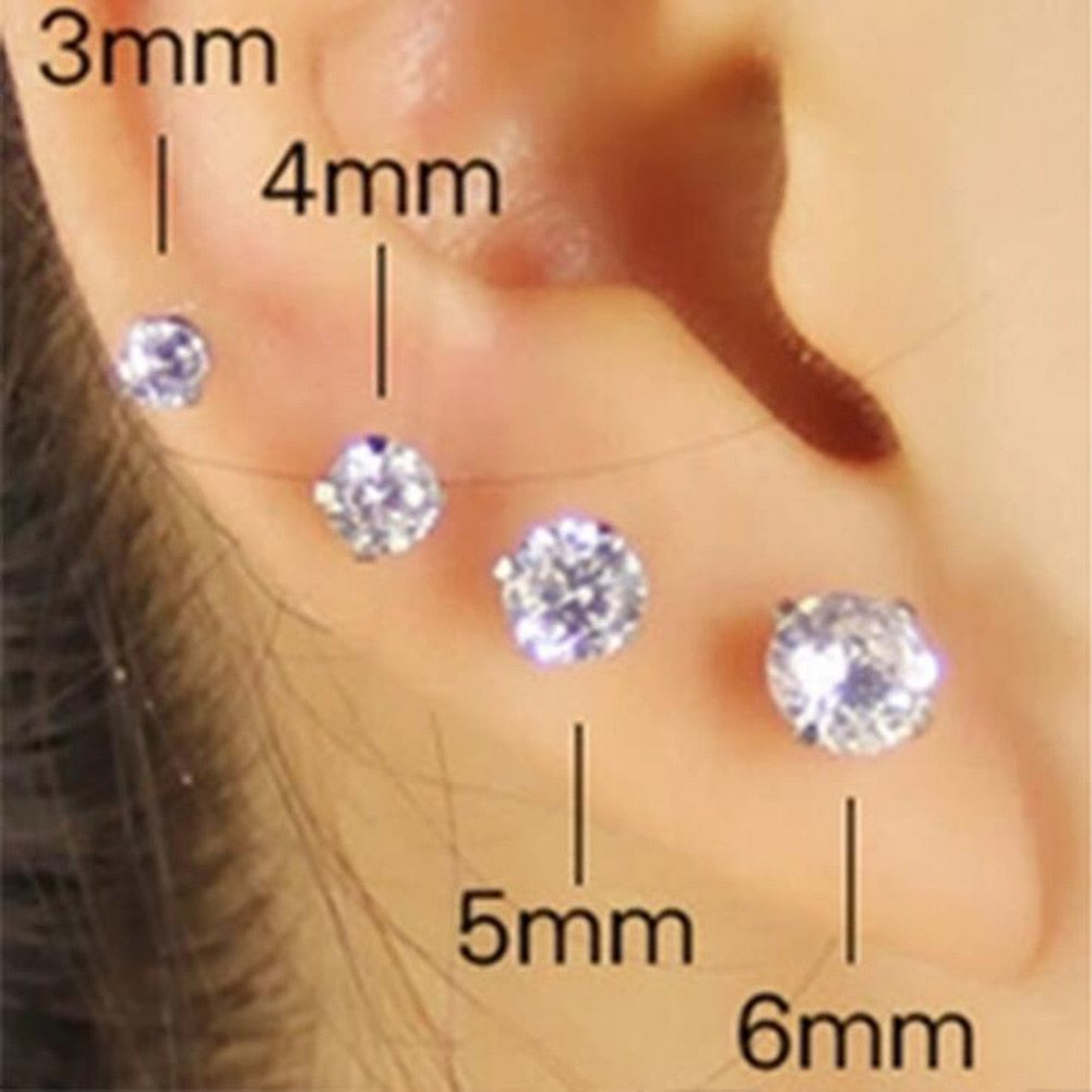 1 pcs Medical Stainless steel Crystal Zircon Ear Studs 4 Prong Tragus Cartilage Piercing Jewelry