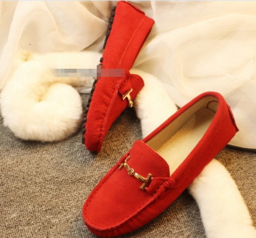 Women 100% Genuine Leather Women Flat Shoes Casual Loafers Slip On Flats Shoes