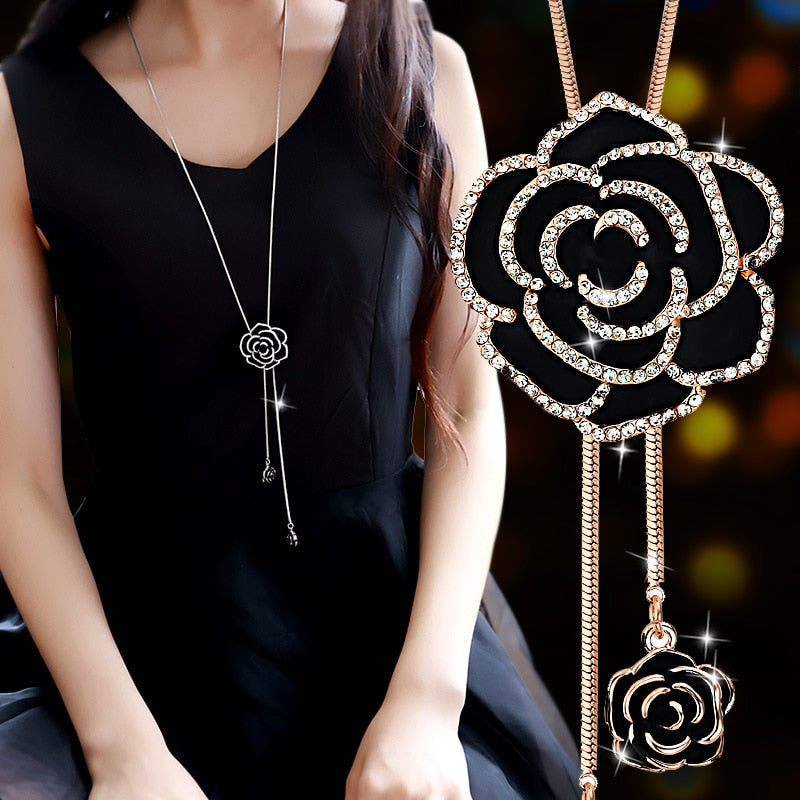 Camellia Sweater Necklaces Long Necklace Trend Flower Rose Luxury Brand Jewelry