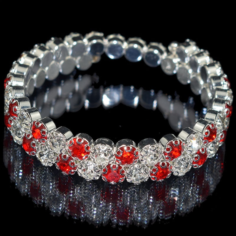 luxurious Multiple Rows Crystal Adjustable Bracelet Bangle Wedding Bracelets Jewelry