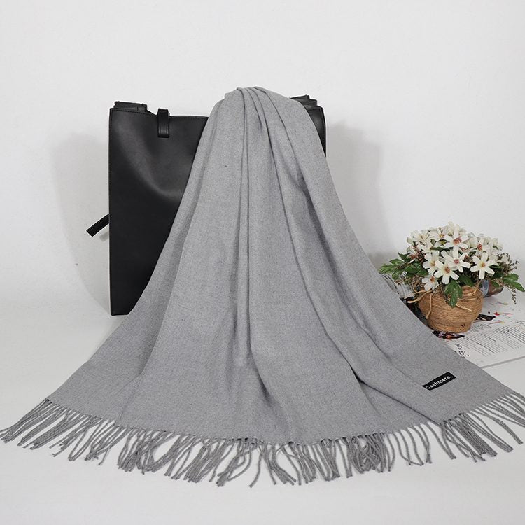 Winter Cashmere Scarf Luxury Scarves Lady Tassel Solid Shawl Wraps Foulard Tippet Pashmina