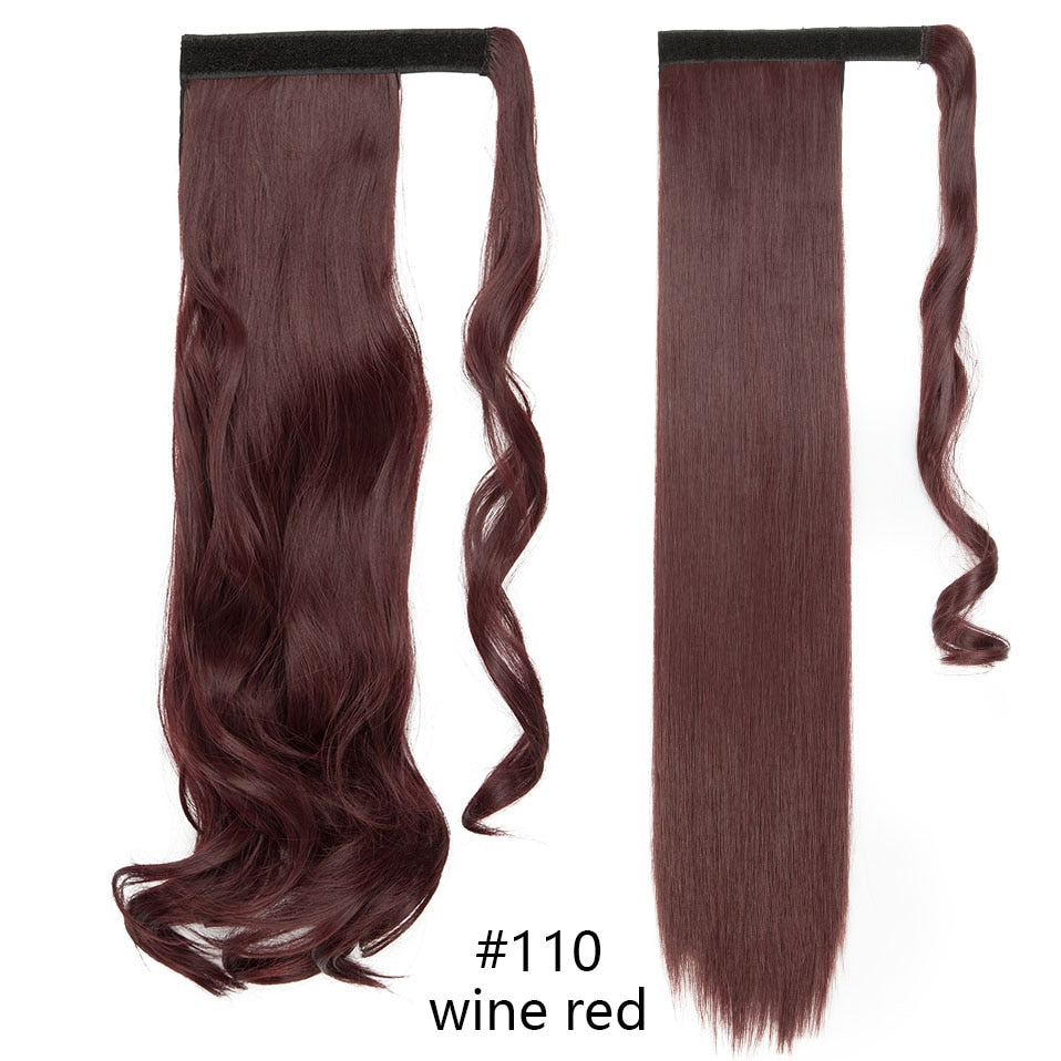 17''23'' Long Straight Ponytail Wrap Around Ponytail Clip in Hair Extensions Natural Hairpiece Headwear Synthetic Hair