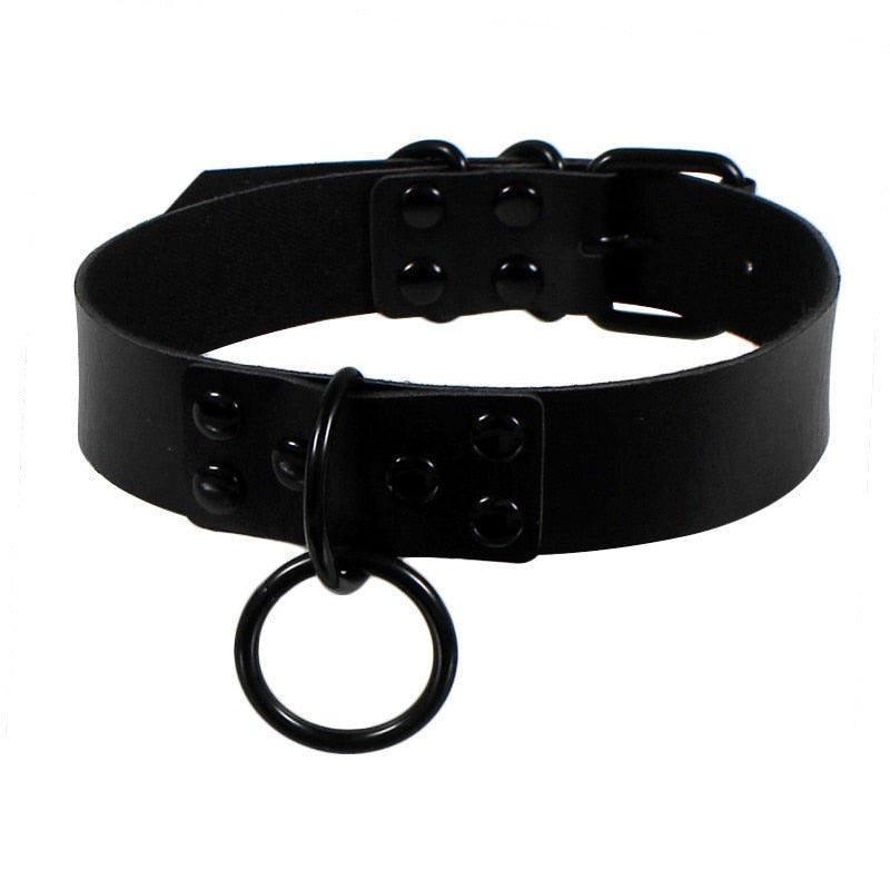 Woman Black Punk Choker Collar Necklace Pu Leather Goth Rivets Choker Jewelry