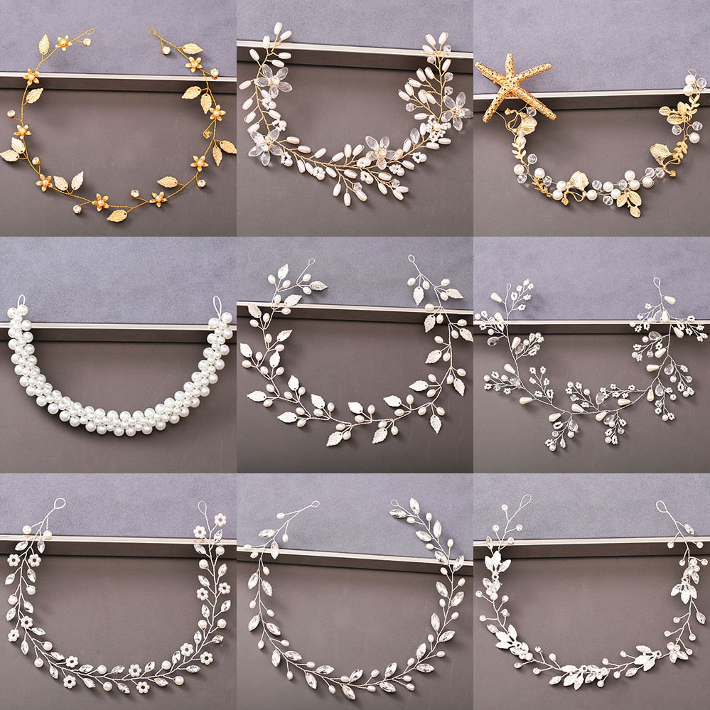 Pearl Rhinestone Headband Wedding Hair Accessories Bride Tiara Headband