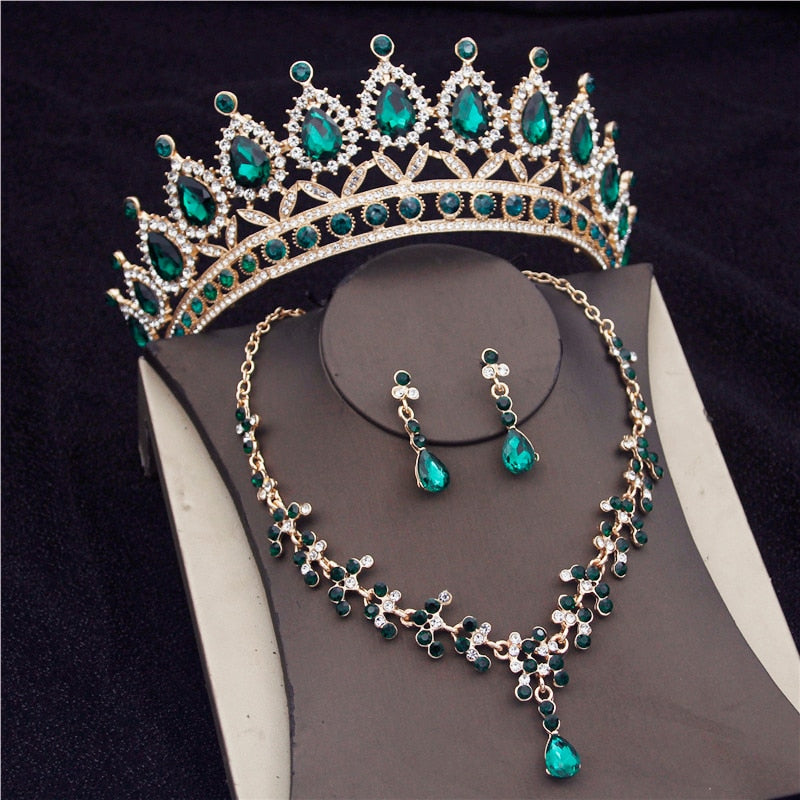 Gorgeous Crystal Bridal Jewelry Sets Tiaras Earrings Necklaces Set Wedding Set