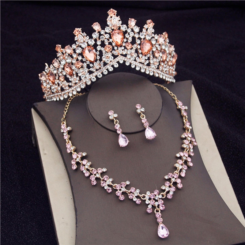 Gorgeous Crystal Bridal Jewelry Sets Tiaras Earrings Necklaces Set Wedding Set