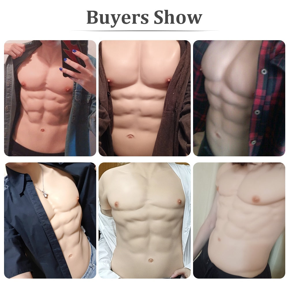 Male Suit Fake Belly Muscle Mens Chest Crossdresser Macho Realistic Silicone Muscle Artificial Simulation