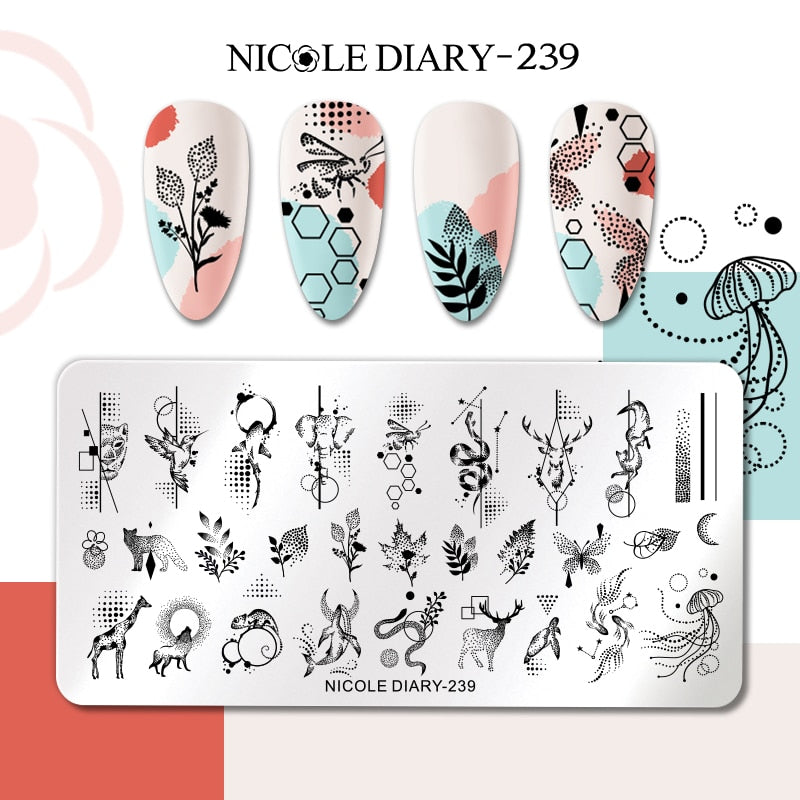 Abstract Face Design Stamp Plates Leaf Flower Nail Art Stamping Template Printing Stencil Image Tool