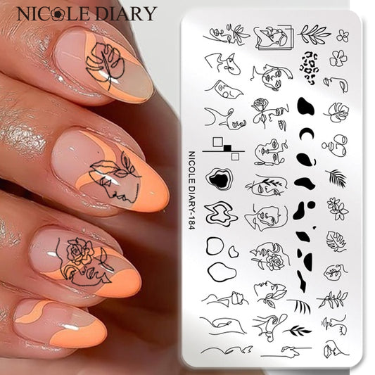 Abstract Face Design Stamp Plates Leaf Flower Nail Art Stamping Template Printing Stencil Image Tool