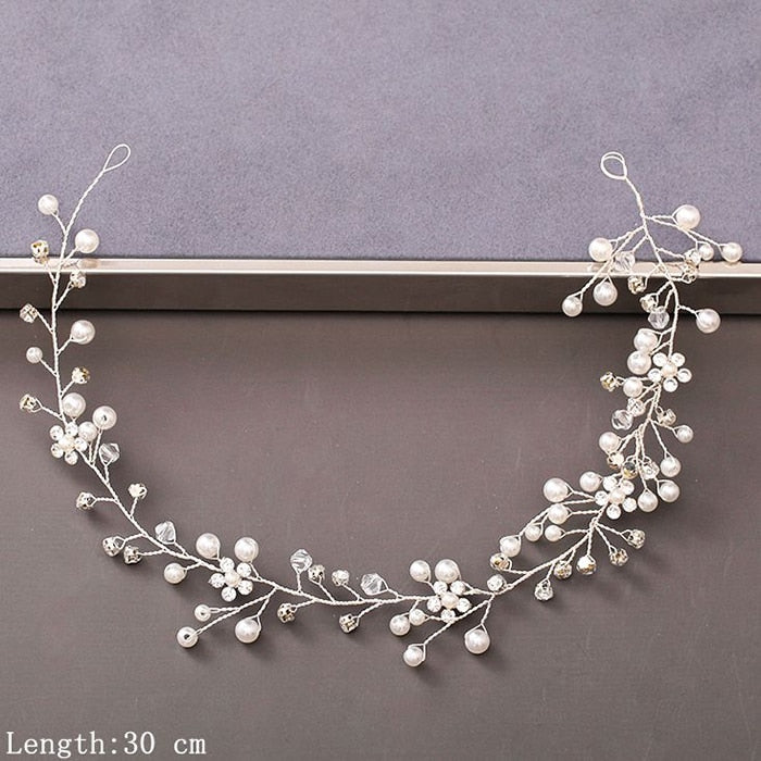 Pearl Rhinestone Headband Wedding Hair Accessories Bride Tiara Headband