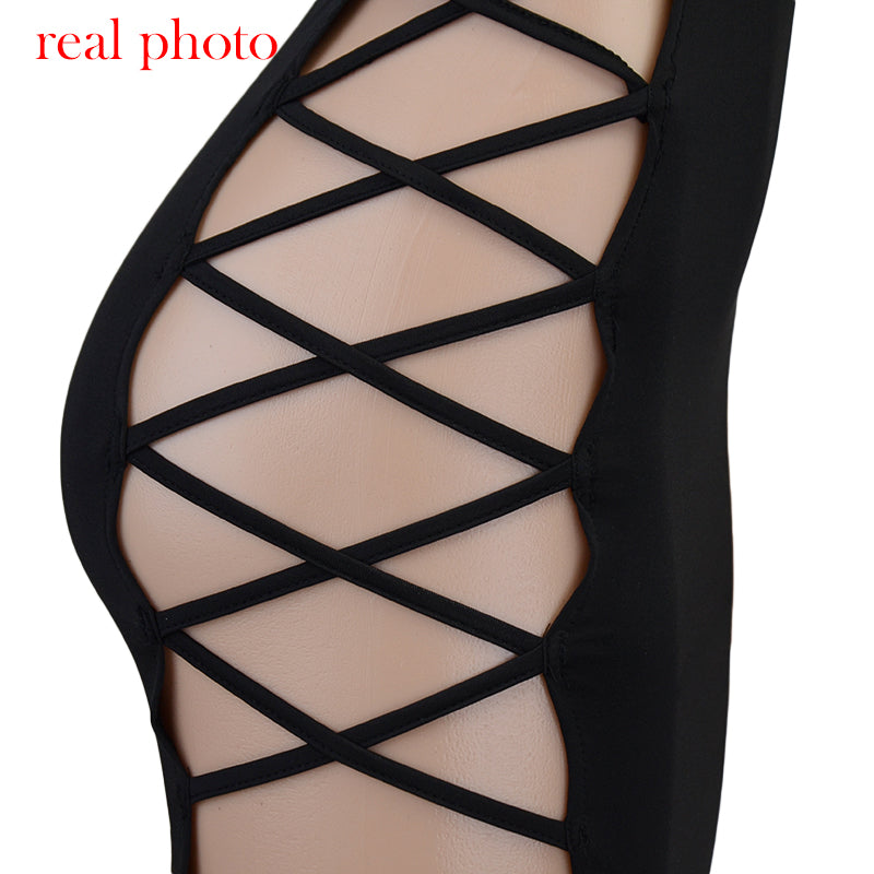 Elegant Black Sleeveless Bandage Sexy Dress Club Party Backless Tank Dresses