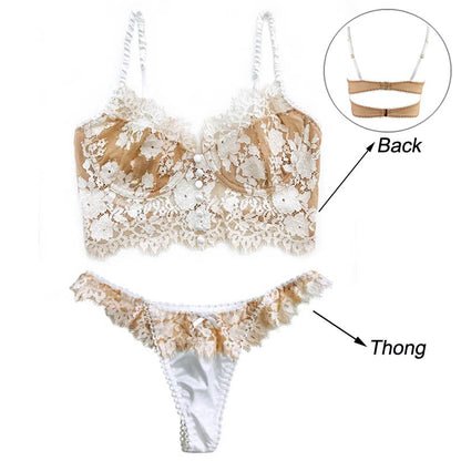 Ultra Thin Lace Underwear Sets Bralette Push Up Brassiere Sexy Eyelash Bra French Lingerie