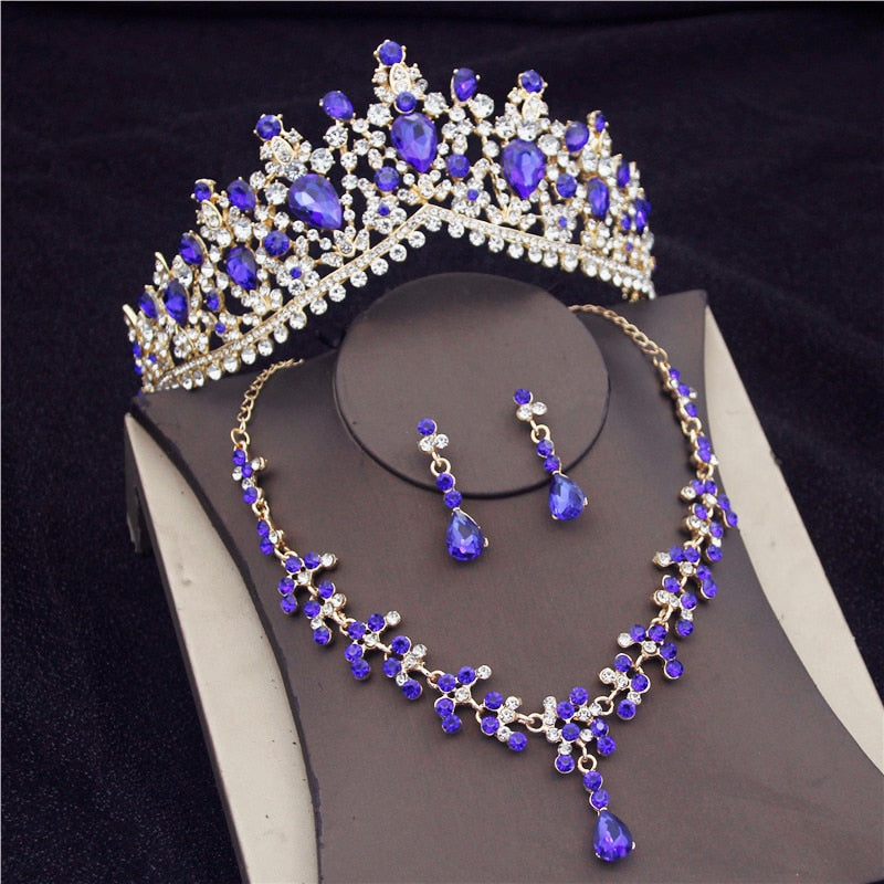 Gorgeous Crystal Bridal Jewelry Sets Tiaras Earrings Necklaces Set Wedding Set