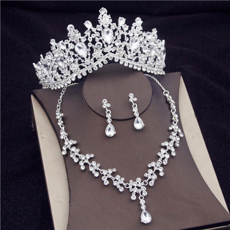 Gorgeous Crystal Bridal Jewelry Sets Tiaras Earrings Necklaces Set Wedding Set