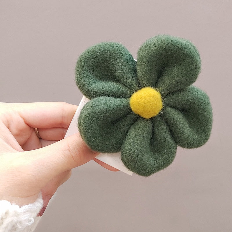 High Elastic Hair Band Plush Flower Hair Clip Scrunchies Girls Sweet Popular Hair Accessories