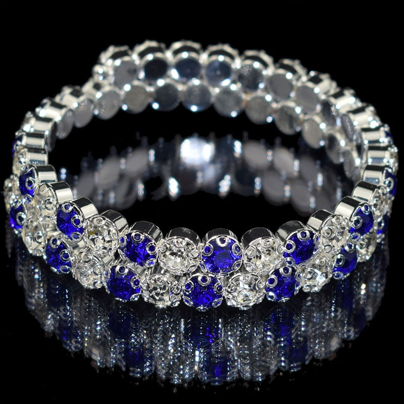 luxurious Multiple Rows Crystal Adjustable Bracelet Bangle Wedding Bracelets Jewelry