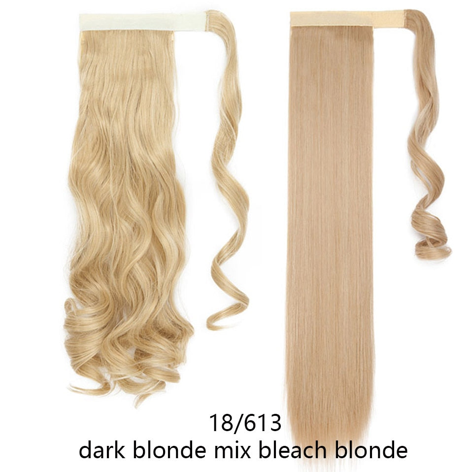 17''23'' Long Straight Ponytail Wrap Around Ponytail Clip in Hair Extensions Natural Hairpiece Headwear Synthetic Hair