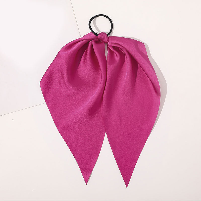 Luxury Satin Silk Bow Streamers Hair Ring Knotted Scrunchie Ponytail Hair Ties