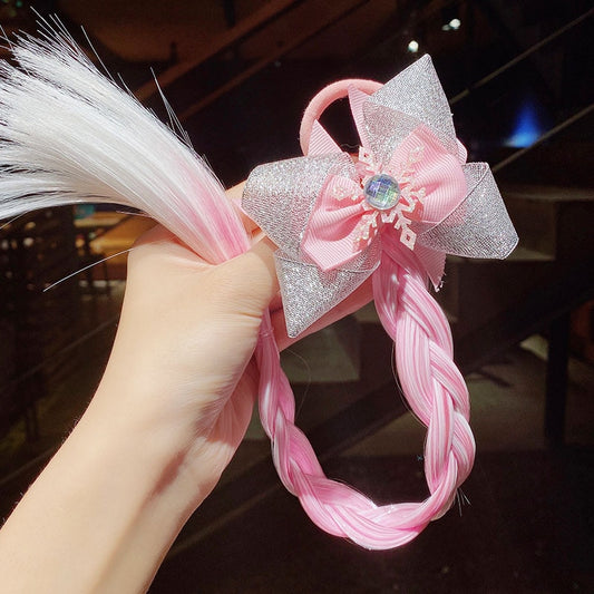 Girls Cute Cartoon Bow Butterfly Colorful Braid Headband Hair Decorate Ponytail Accessories