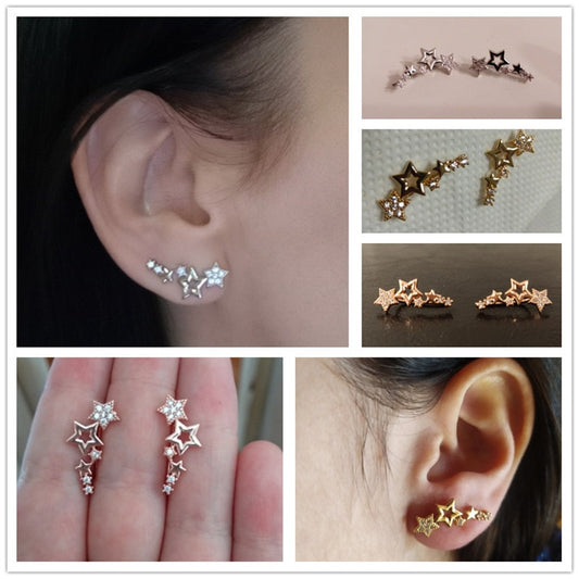 Star Shiny White Zircon Exquisite Versatile Earring Fashion Jewelry