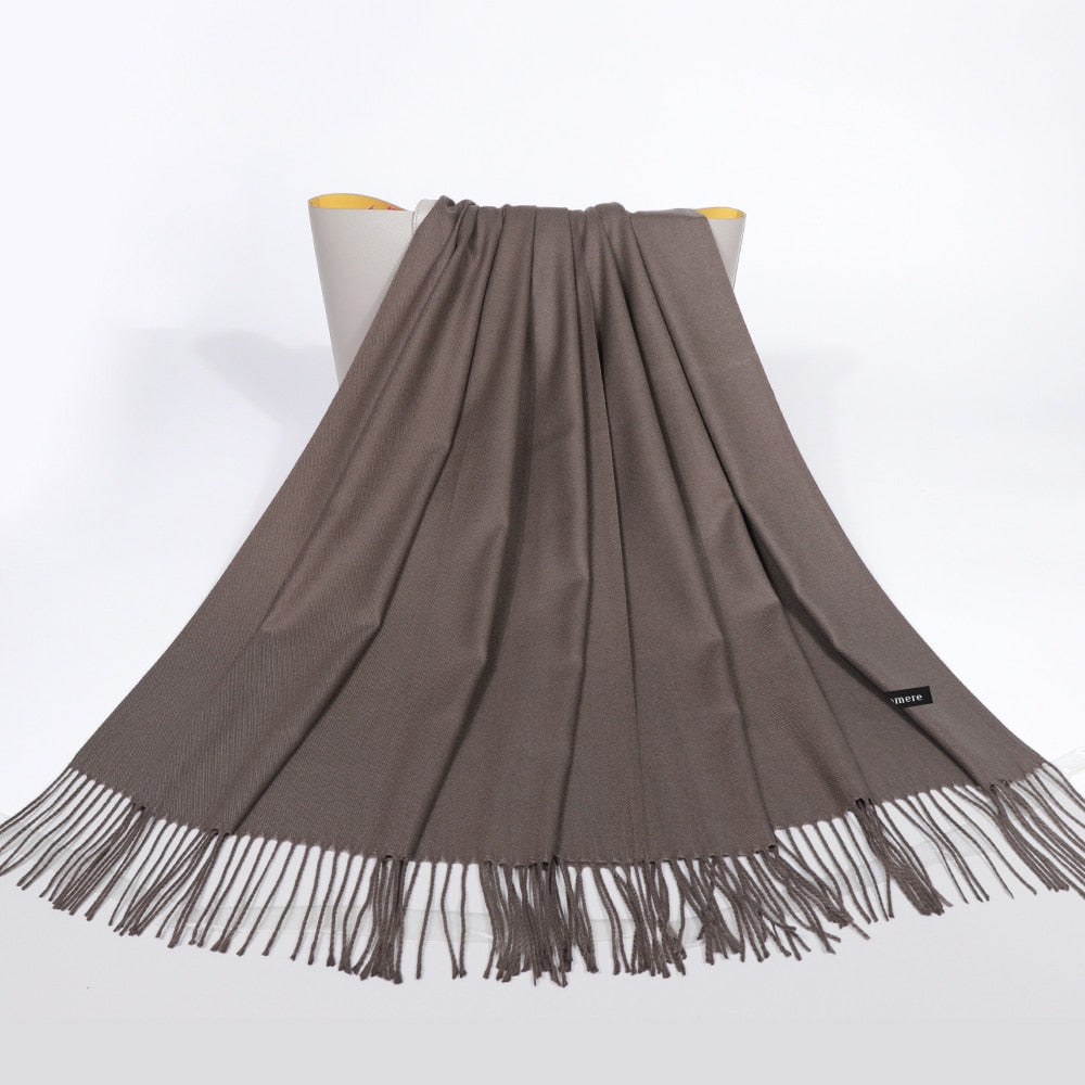 Winter Cashmere Scarf Luxury Scarves Lady Tassel Solid Shawl Wraps Foulard Tippet Pashmina