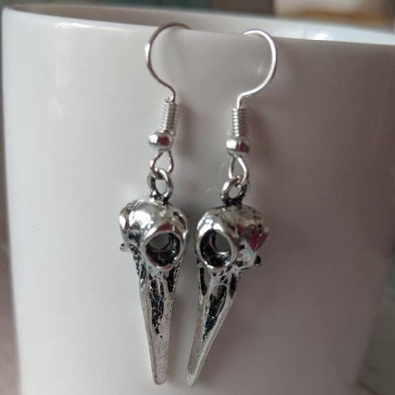 Inverted Crucifix earrings with black glass crystal teardrops. Classic gothic dangling ornamental satanic earrings