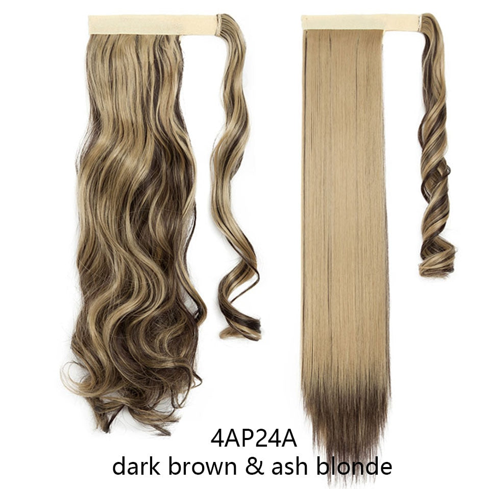 17''23'' Long Straight Ponytail Wrap Around Ponytail Clip in Hair Extensions Natural Hairpiece Headwear Synthetic Hair