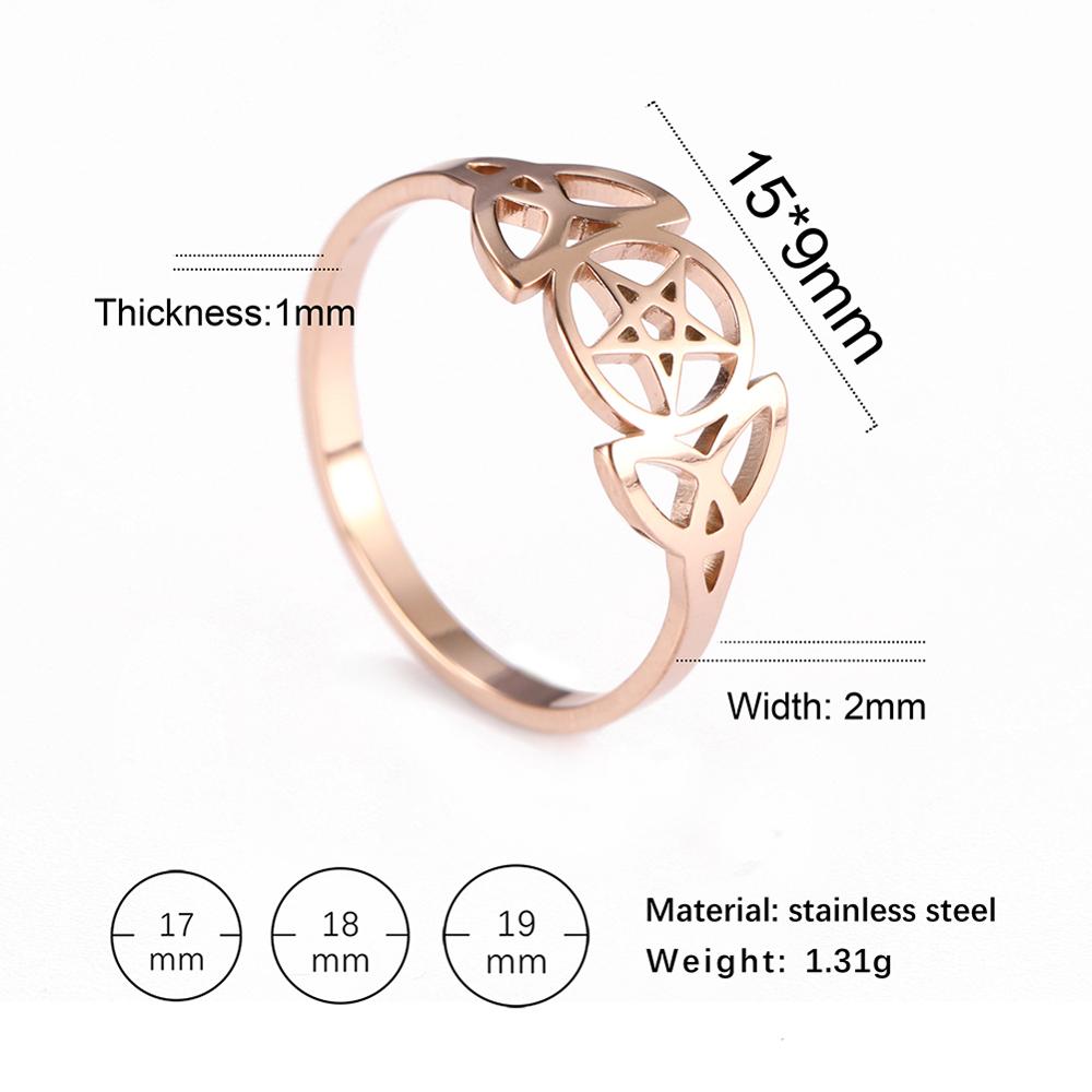 Stainless Steel Pentagram Star Couple Ring Casual  Celtics Knot Finger Rings