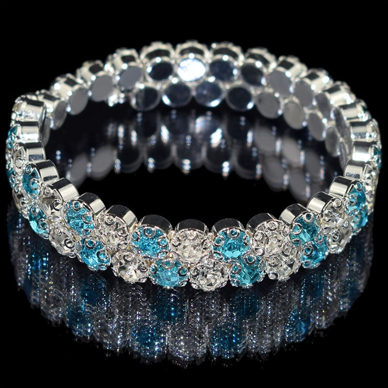 luxurious Multiple Rows Crystal Adjustable Bracelet Bangle Wedding Bracelets Jewelry