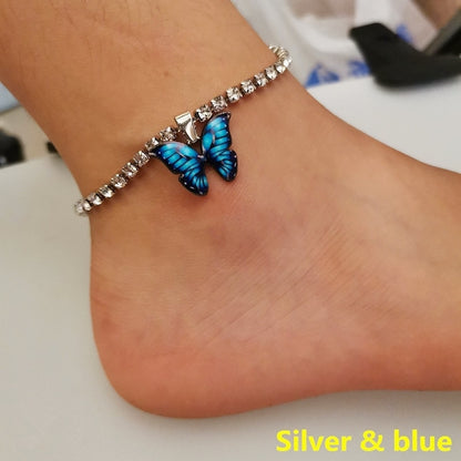 Butterfly Charms Crystal Anklet Rhinestone Foot Chain Accessories