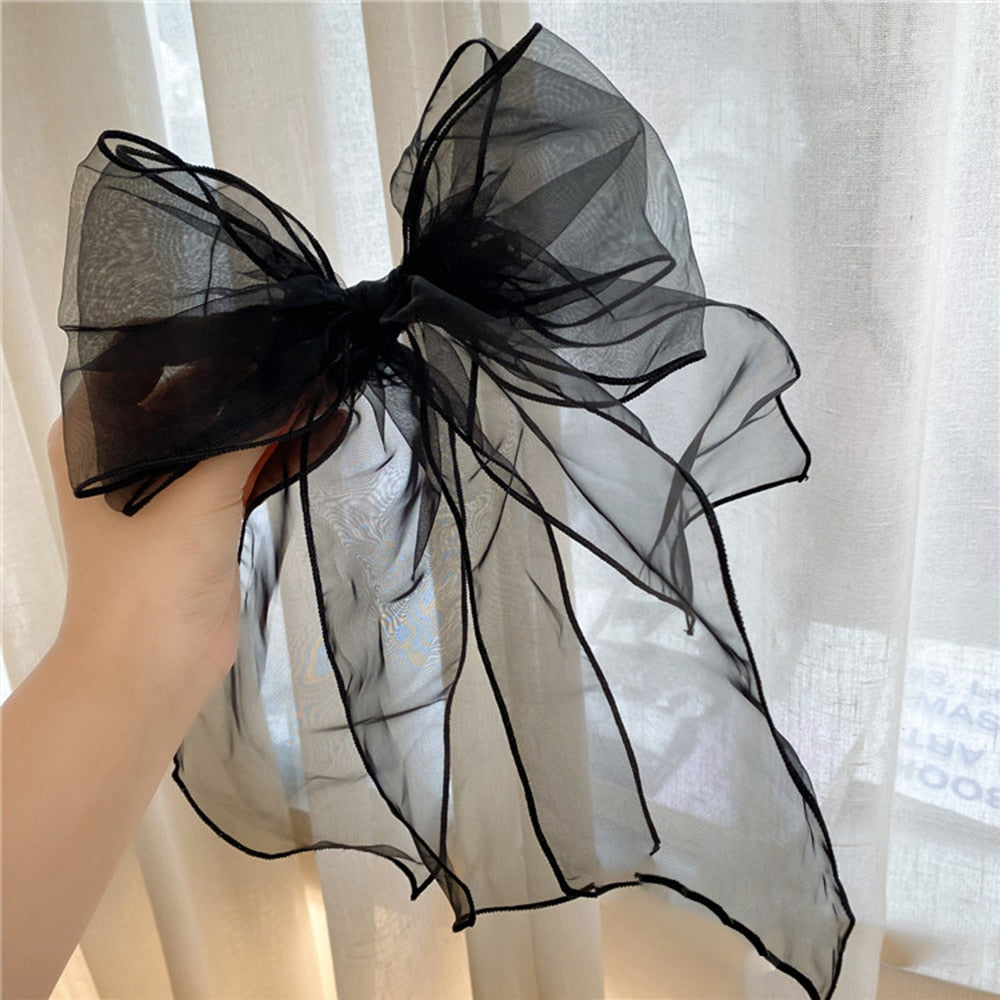 Exaggerated Yarn Bow Hair Clip Hair Accssories Sweet Organza Oversized Hairpins Woman Girls Korean Fashion Hairgrips Headdress