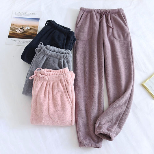 Autumn and winter pants thickened warmth and velvet loose pajamas loose closed trousers home pants