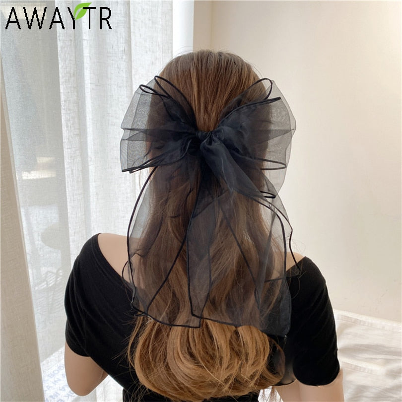 Exaggerated Yarn Bow Hair Clip Hair Accssories Sweet Organza Oversized Hairpins Woman Girls Korean Fashion Hairgrips Headdress