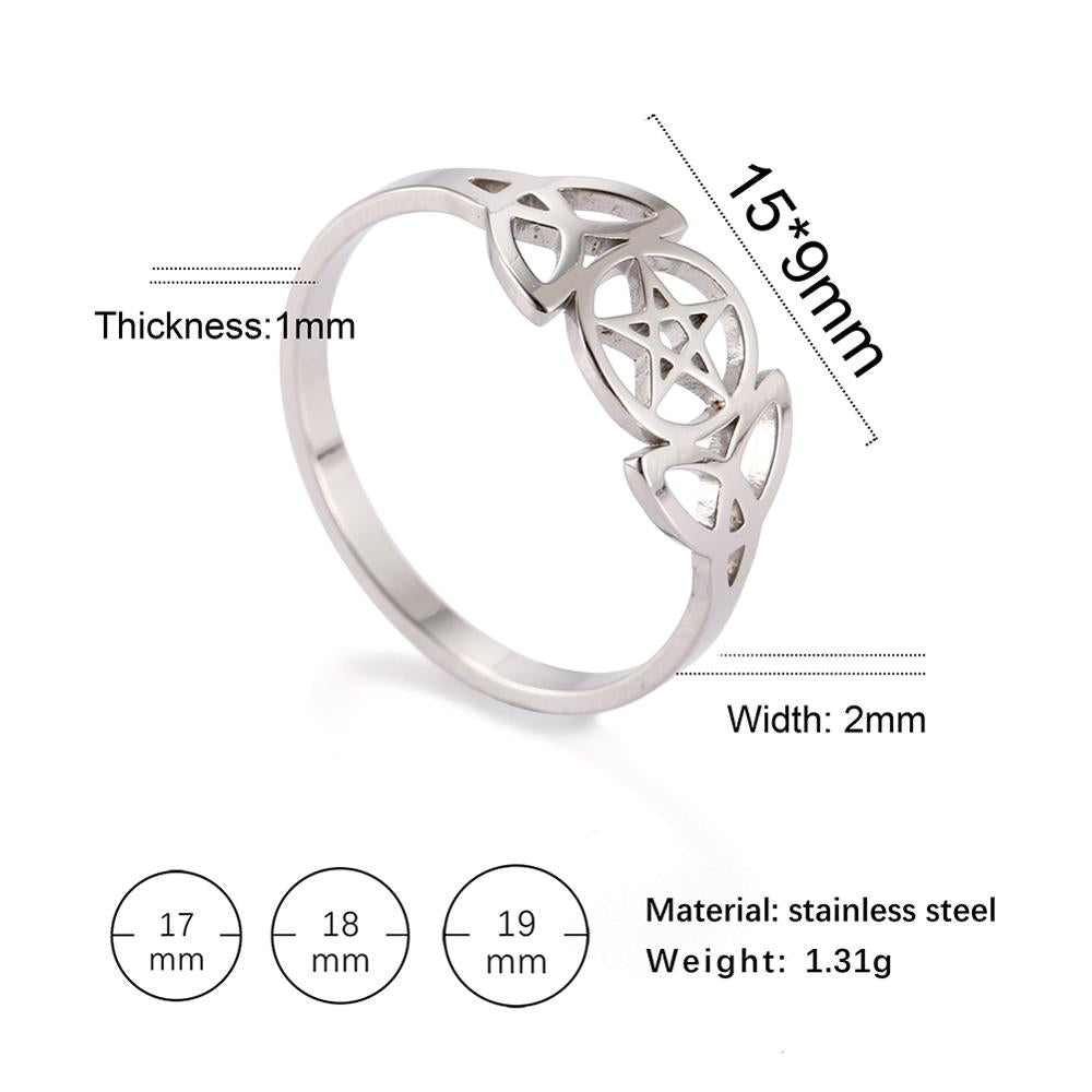 Stainless Steel Pentagram Star Couple Ring Casual  Celtics Knot Finger Rings