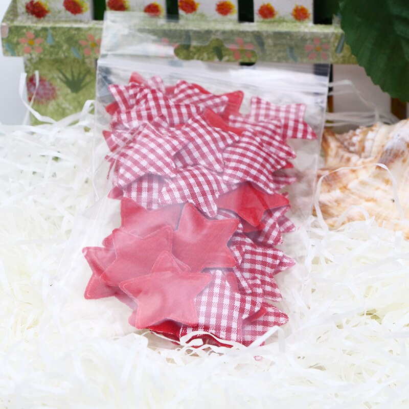 50 PCS Red Scottish Checked Fabric Christmas star party wedding Diy decoration gift packing