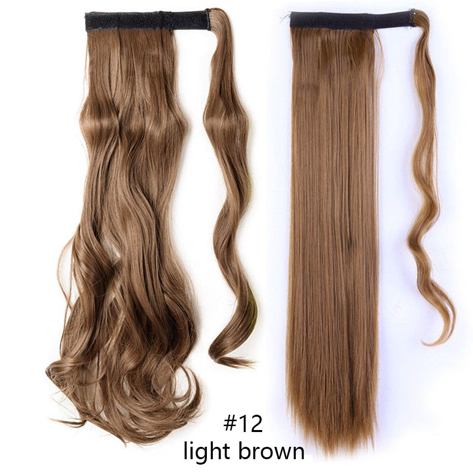 17''23'' Long Straight Ponytail Wrap Around Ponytail Clip in Hair Extensions Natural Hairpiece Headwear Synthetic Hair