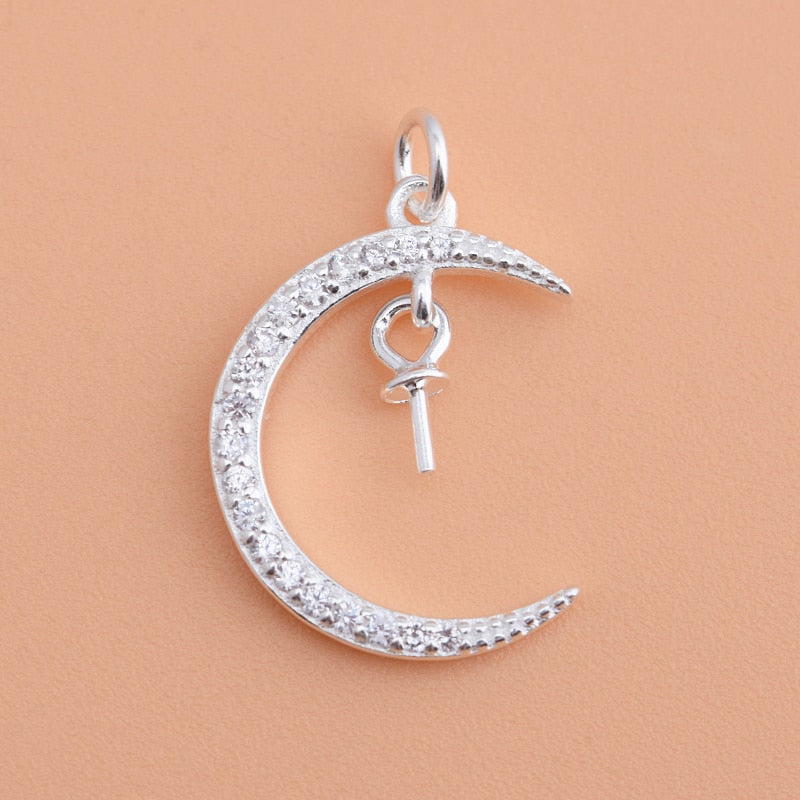 925 sterling silver micro inlaid zircon moon tray with diamond tray handmade DIY material jewelry accessories