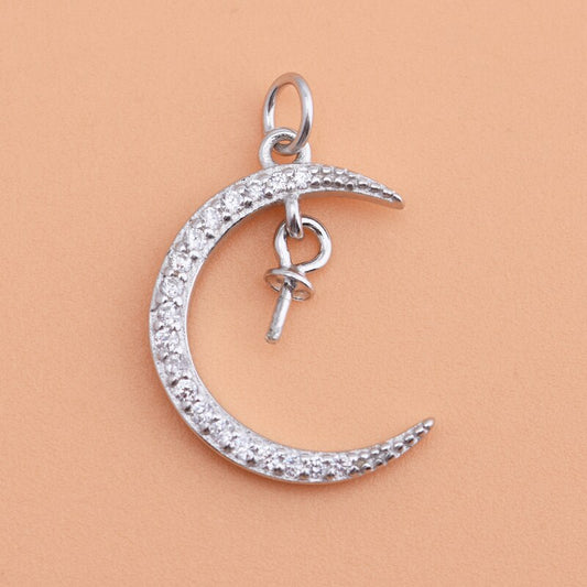 925 sterling silver micro inlaid zircon moon tray with diamond tray handmade DIY material jewelry accessories