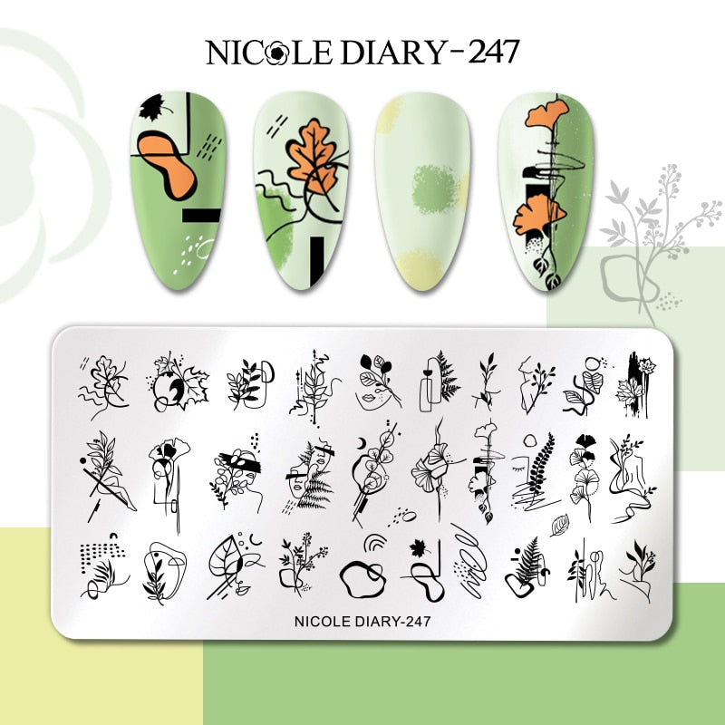 Abstract Face Design Stamp Plates Leaf Flower Nail Art Stamping Template Printing Stencil Image Tool