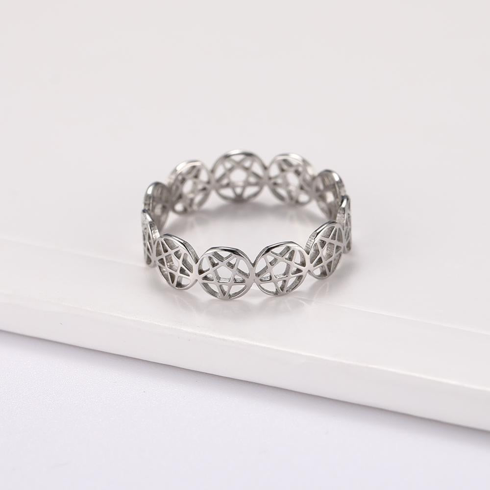 Stainless Steel Pentagram Star Couple Ring Casual  Celtics Knot Finger Rings