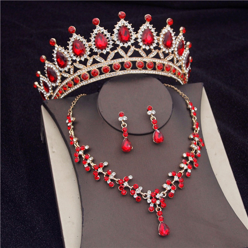 Gorgeous Crystal Bridal Jewelry Sets Tiaras Earrings Necklaces Set Wedding Set