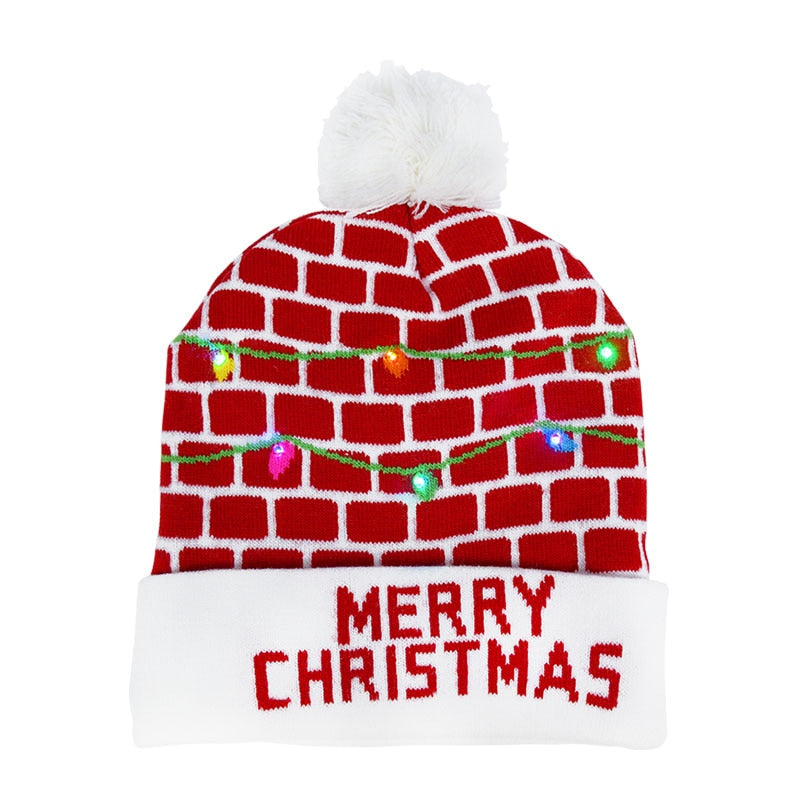 LED Christmas Hat Sweater Knitted Beanie Christmas Light Up Knitted Hat