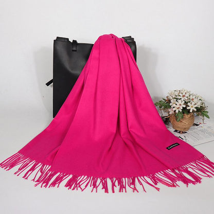 Winter Cashmere Scarf Luxury Scarves Lady Tassel Solid Shawl Wraps Foulard Tippet Pashmina