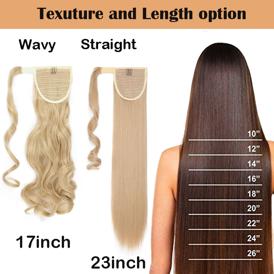 17''23'' Long Straight Ponytail Wrap Around Ponytail Clip in Hair Extensions Natural Hairpiece Headwear Synthetic Hair