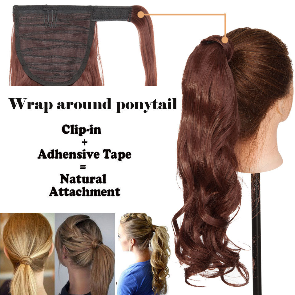 17''23'' Long Straight Ponytail Wrap Around Ponytail Clip in Hair Extensions Natural Hairpiece Headwear Synthetic Hair