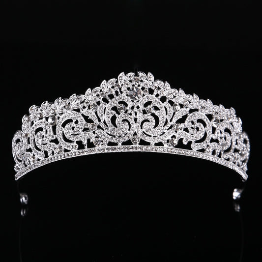 Baroque Luxury Crystal AB Bridal Crown Tiara Light Gold Color Diadem Tiaras Bride Wedding Hair Accessories