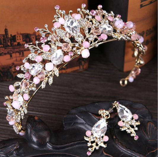 Brides Hair Jewelry Baroque Handmade Beaded Crowns Crystal Tiara Wedding Hair Accessories