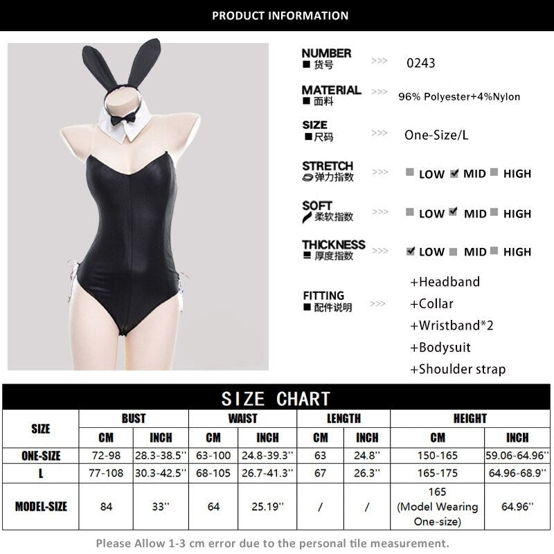 Faux Leather Material Rabbit Woman Set Kawaii Cosplay Bunny Costume